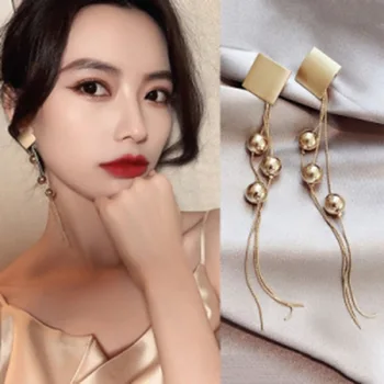 

Punk S925 Needle Earrings New Sweet Long Tassel Temperament Net Red Fashion Women's Earrings Wholesale Sales Bijouteria