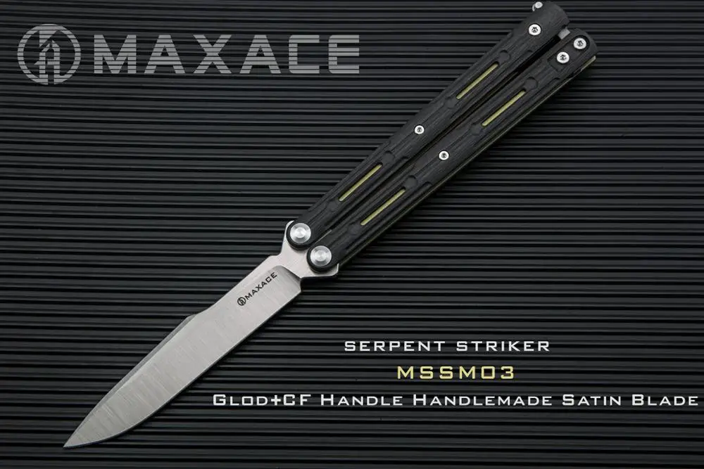 MAXACE Serpent Striker Satin M390 стальное лезвие из углеродного волокна/титановый вкладыш