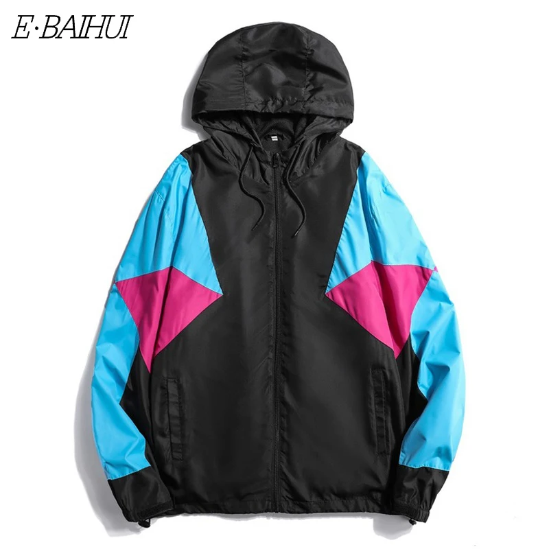 

E-BAIHUI 2020 New Fashion Jacket Autumn and Winter Thin Section Contrast Color Matching Casual Jacket Men's Hooded Jacket