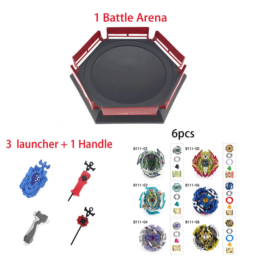 Beyblade Burst игрушки с пусковым устройством на руль стартер и арена Bayblade Металл Fusion Бог спиннинг Топы Bey Blade лезвия игрушки новые - Цвет: 6pcs launcher arena