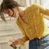 100% Double layer Silk Blouse Casual Style Floral Printed Ruffled Neck buckle Long Sleeves Office Tops Elegant Style New Fashion ► Photo 2/6