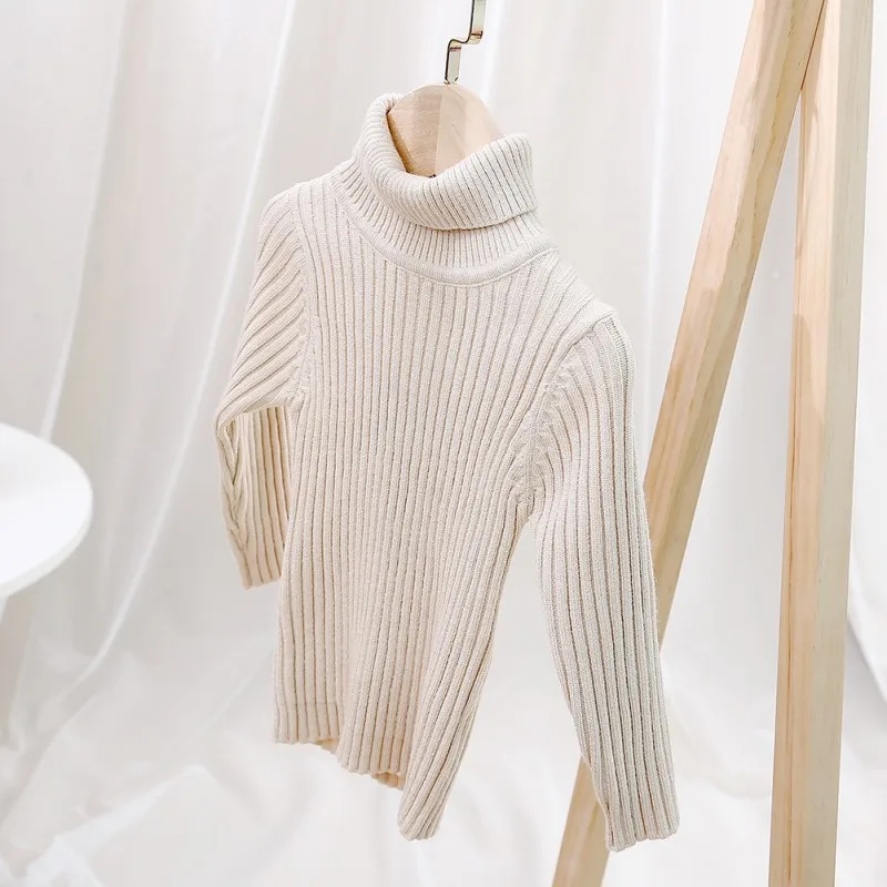 Baby Girls Sweater Winter High Collar Warm Wild Bottoming Sweater 6 Color Soft children's knitted sweater