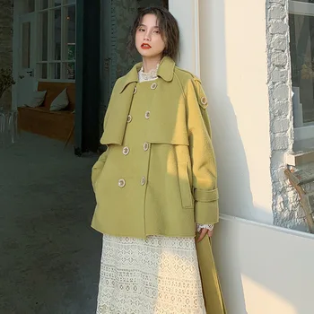 

2019, autumn and winter, new style Korean style, thin and pure color, long-sleeved long-sleeved, light-familiar style, coat