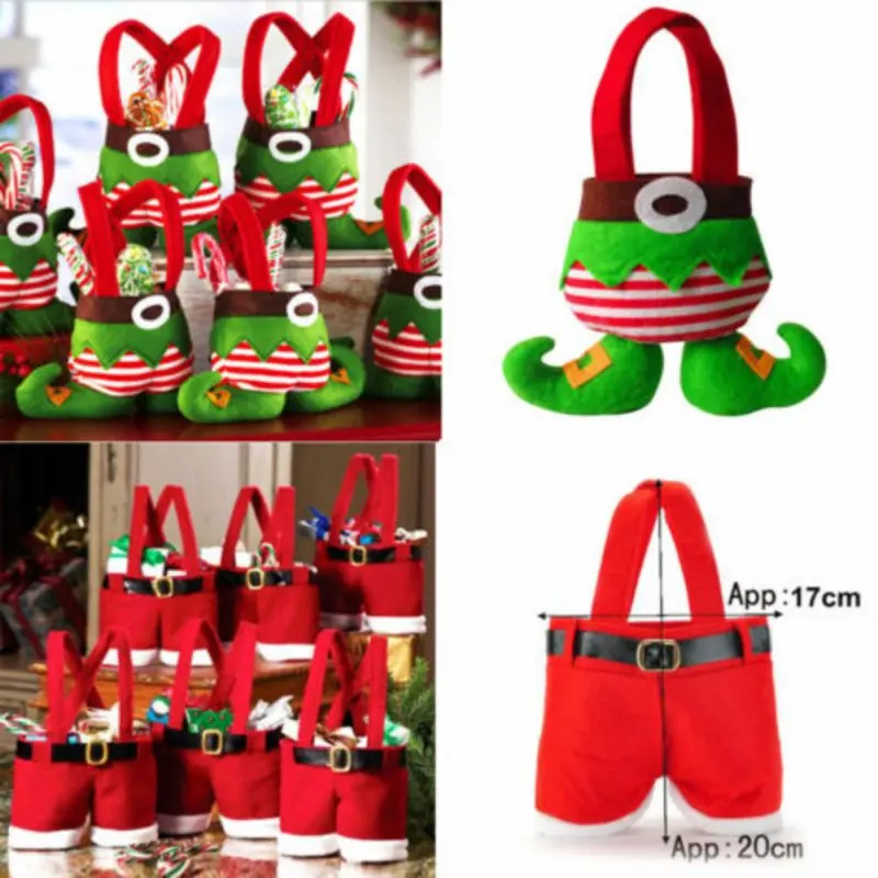 Christmas Decorations Gift Bags Candy Bags Santa Pants Lovely Treat Bags For Children