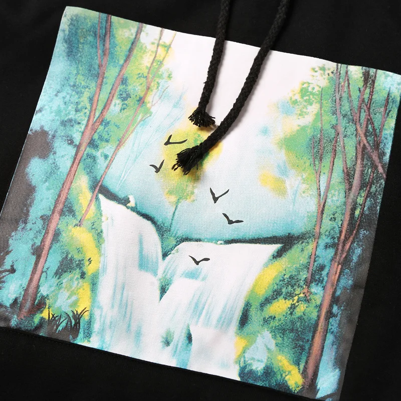 19SS OFF-WHITE OW пейзаж Картина масло мужская пара хлопок Толстовка