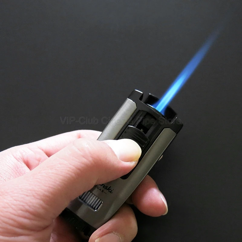 Металлический 1 фонарь LUBINSKI Jet Blue Flame, зажигалка для сигар, ветрозащитная Зажигалка для сигарет, портативная Зажигалка для COHIBA, инструмент для курения