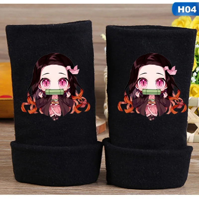 GLV0786H04 Демон убийца Kimetsu без Yaiba Hashibira Inosuke вязаные перчатки без пальцев Варежки - Цвет: GLV0786H04