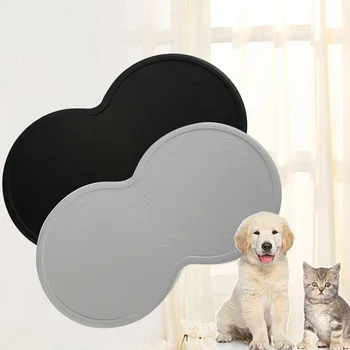 

UK Silicone Pet Food Mat Eating Drinking Placemat Non-Slip Cat Feeding Dog Bowl grey