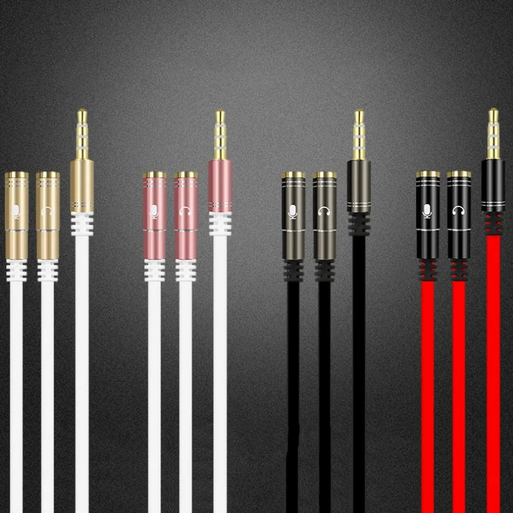 

3.5mm One Invites Into Two Audio Line Phone K Song With Wheat Couple Kit Black Metal Tpe Flat Adapter