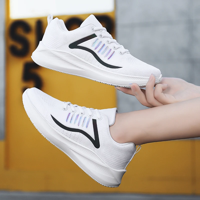 Women Casual Shoes Fashion Breathable Walking Mesh Flat Shoes Sneakers Women 2021 Gym Vulcanized Shoes White Female Footwear