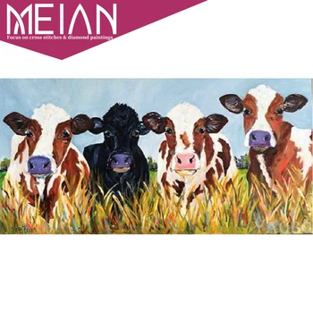 

2020 Meian Cow 5D Diamond Embroidery Netherlands Cow Large Diy Diamond Painting Mosaic full square/round drill Home Decor