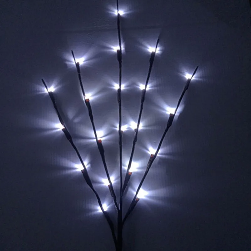 20 лампы запасами ивовых деревьев филиал свет цветочный светодиодный Рождественские огни DIY украшения для дома Рождественская елка свет с утолщённой меховой опушкой, хороший рождественский год - Цвет: Silver