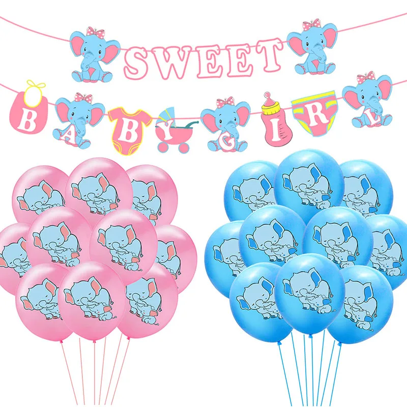 

Baby Party Decorations Cute Elephant Balloons Baby Shower Elephant Banner Baptism DIY Decor Oh Baby Boy Girl Birthday