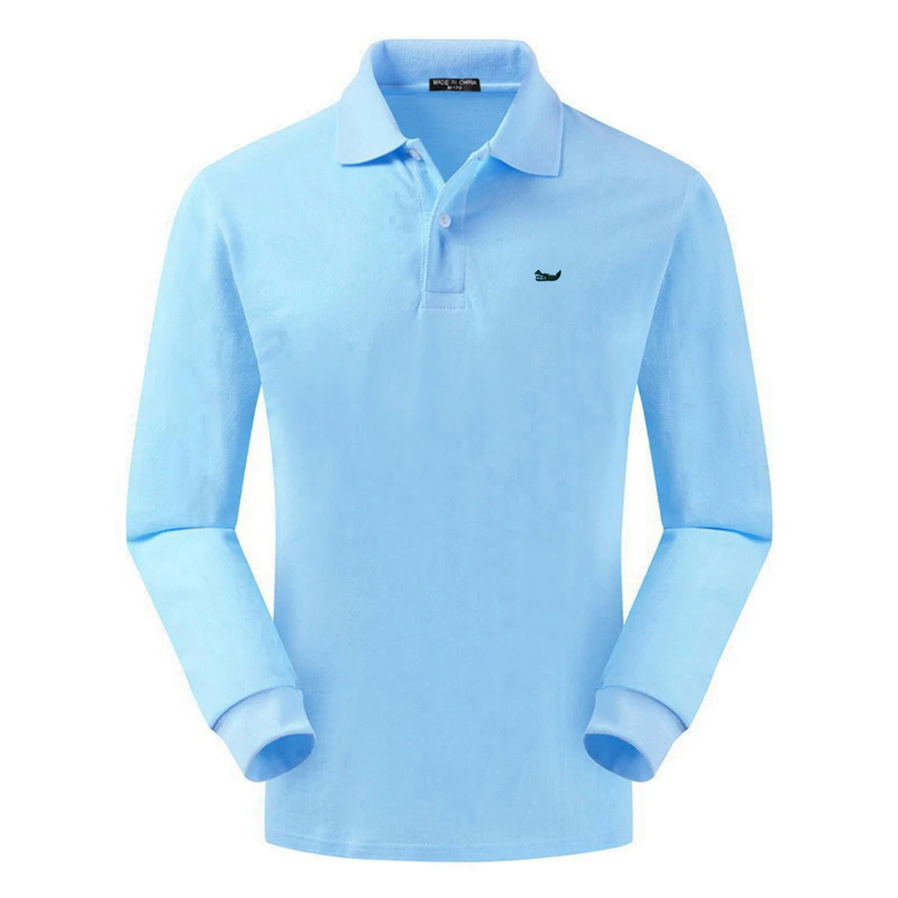 High Quality Spring Autumn 100% Cotton Embroidery Logo Casual Polo Shirts Men's Long Sleeve Polo Shirt 2021 New Arrival Tops Tee