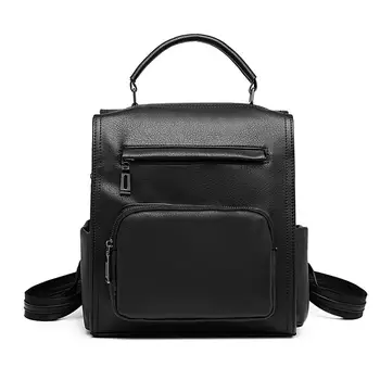 

Miss Lulu Women Backpack School Bags for Girls Leather Multi-way Backpack Fashion Multifunction Durable bag black LB1967