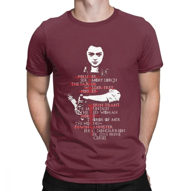 Бургундия Eightin Игра престолов Arya Stark List Мужская футболка Топы с короткими рукавами большого размера новые футболки с округлым вырезом хлопковая футболка - Цвет: Бургундия