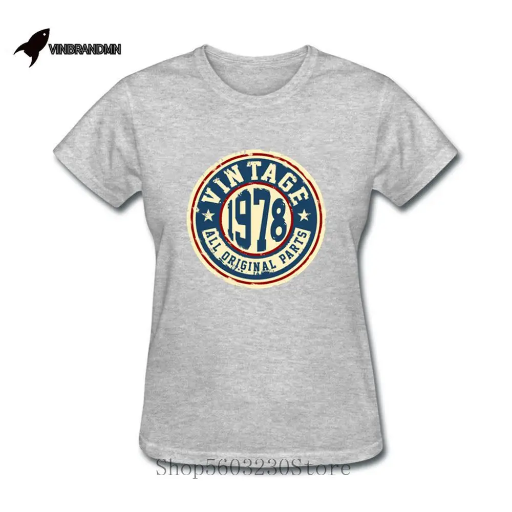 Vintage 1978 All Original Parts TShirt Camisetas Retro Classic 42th Birthday Gift Woman Casual Custom Cotton Comfortable t-shirt | Женская