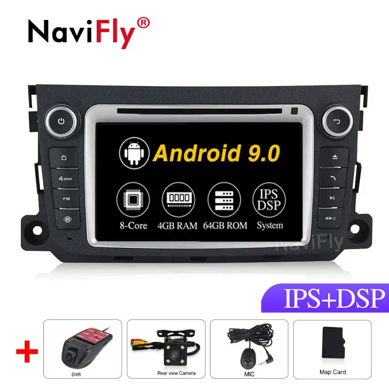 8Core ips DSP 4G 2din Android 9,0 автомобильный dvd-радиоплеер gps навигация для Mercedes Benz Smart Fortwo 2012 2013 JBL gps - Цвет: 8Core Camera DVR