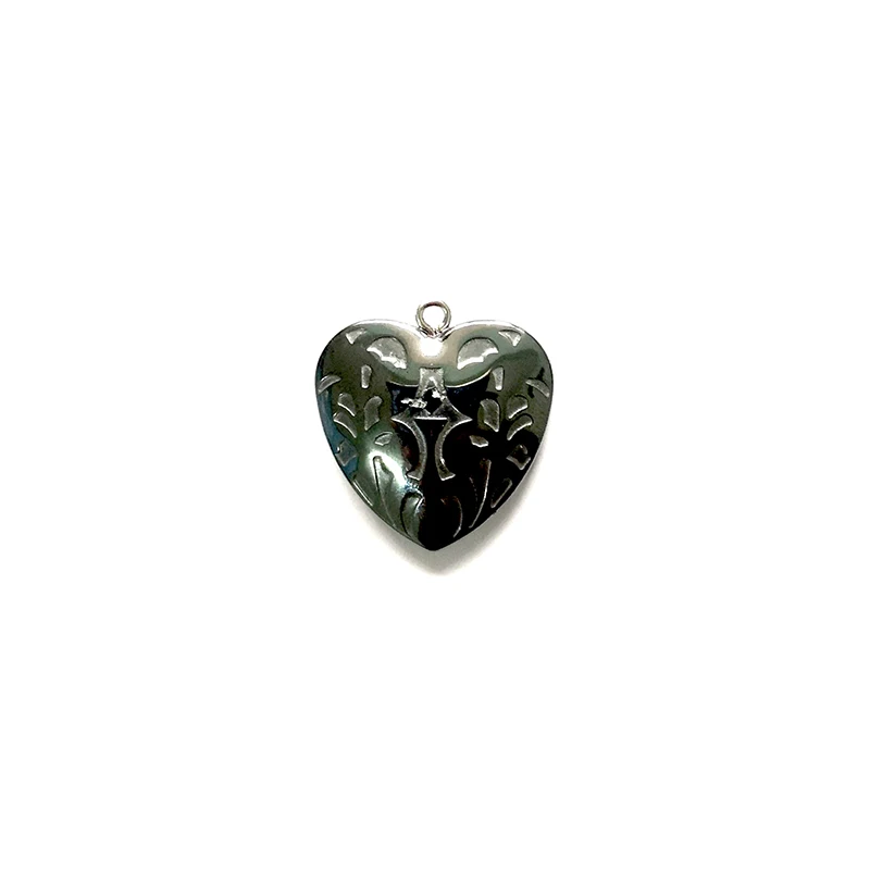 Natural Stone Sculpture Heart Love Hollow Out Hematite Necklace Charms Pendant Bracelets Bangles Jewelry DIY Making for Women 2