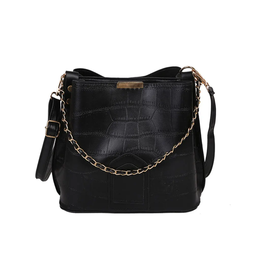 New Leather Shoulder Bags for Women Bucket Crossbody Bags Fashion Trends Female Printed Handbags Casual Ladies Simple Clutch