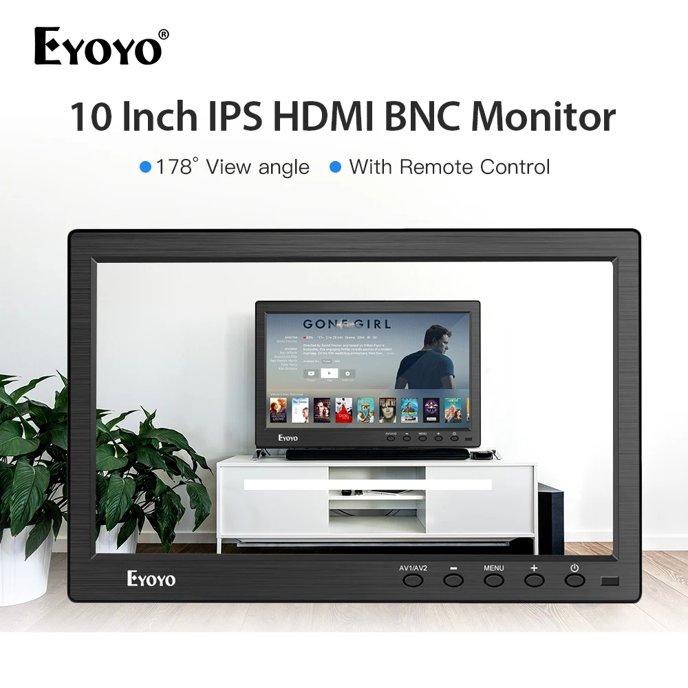 

Eyoyo EM10A 10.1" IPS 1366x768 HDMI BNC Monitor Mini Portable Computer TV Display LCD Screen with VGA AV USB For CCTV Security