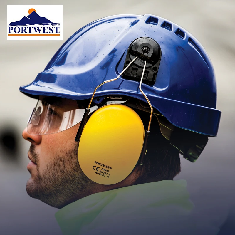 Portwest PW55 Endurance Visor Helmet  ABS Work Hard Hat with Retractable Clear Anti-fog Lens Safety Working Protective Helmet