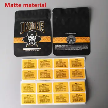 

Insane Bag 3.5g Smell Proof Bags Vape Packaging For Dry Herb Vaporizer Mylar Zipper Bag Dhl Free