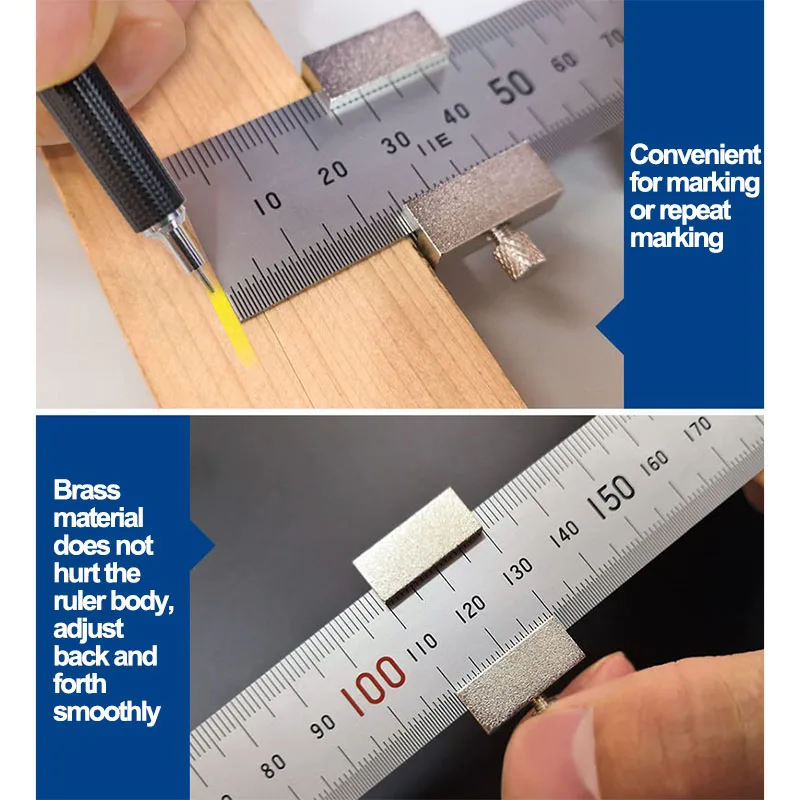 SHINWA линейка слайдер Стопперы канцелярские принадлежности из латуни для маркировки позиционирования и Измерение глубины 1 шт