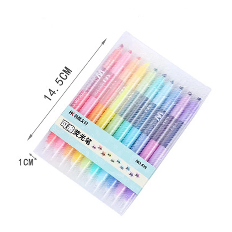 10Pcs/set Double Head Erasable Highlighter Pen Markers Chisel Tip Marker Fluorescent School Writing Highlighters Color Cute - 5