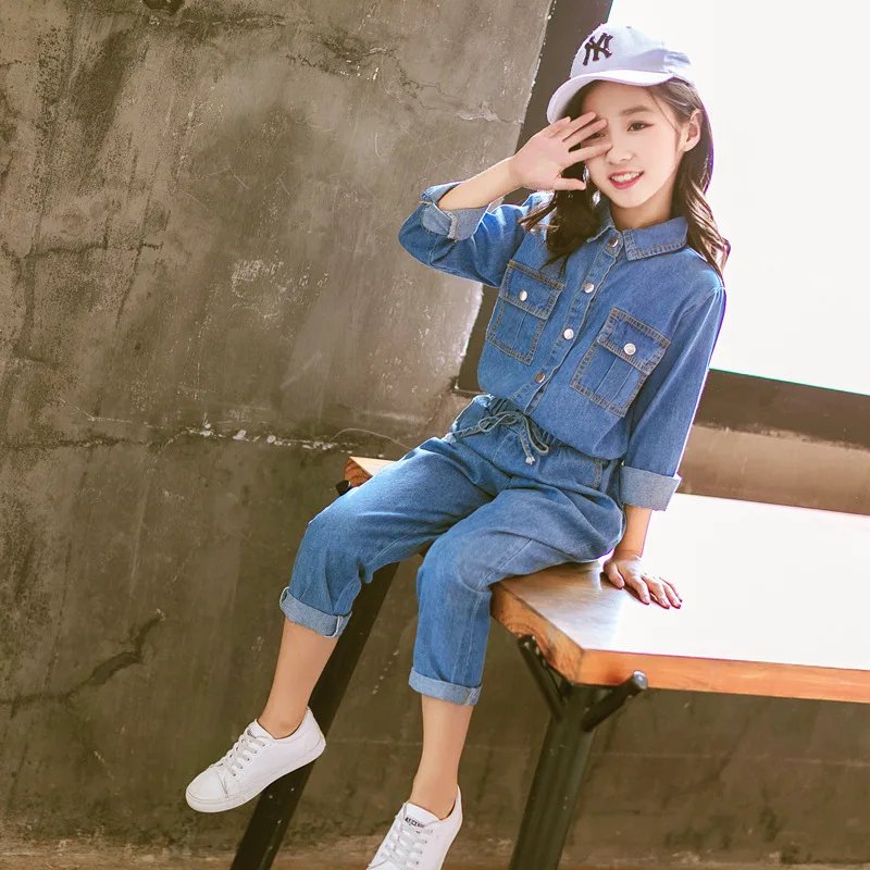 

Girl'S Suit 2018 New Style Autumn Clothing Western Style Korean-style Fashion CHILDREN'S Garment Fashionable Denim (Ankle-length