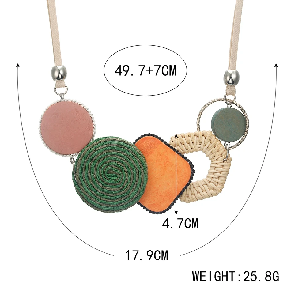 Handmade Plant Fibres Necklace for Women Bamboo Weaving Statement Necklaces & Pendants Women's New Jewelry for Gifts MX059