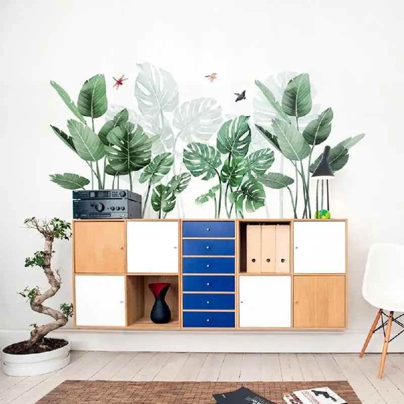 Removable 3D Green Plant Wall Stickers DIY Large Leaf Art Decoration Stickers Family Living Room Bedroom Removable 3D Green Plant Wall Stickers DIY Large Leaf Art Decoration Stickers Family Living Room Bedroom