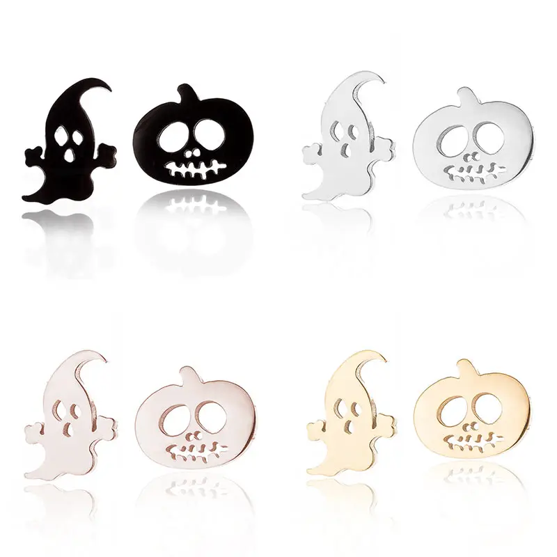 Золотые/серебряные серьги-гвоздики из нержавеющей стали с головой мыши и черепом на Хэллоуин, изысканные серьги для женщин, подарки