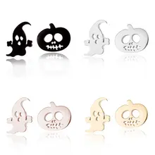 Золотые/серебряные серьги-гвоздики из нержавеющей стали с головой мыши и черепом на Хэллоуин, изысканные серьги для женщин, подарки