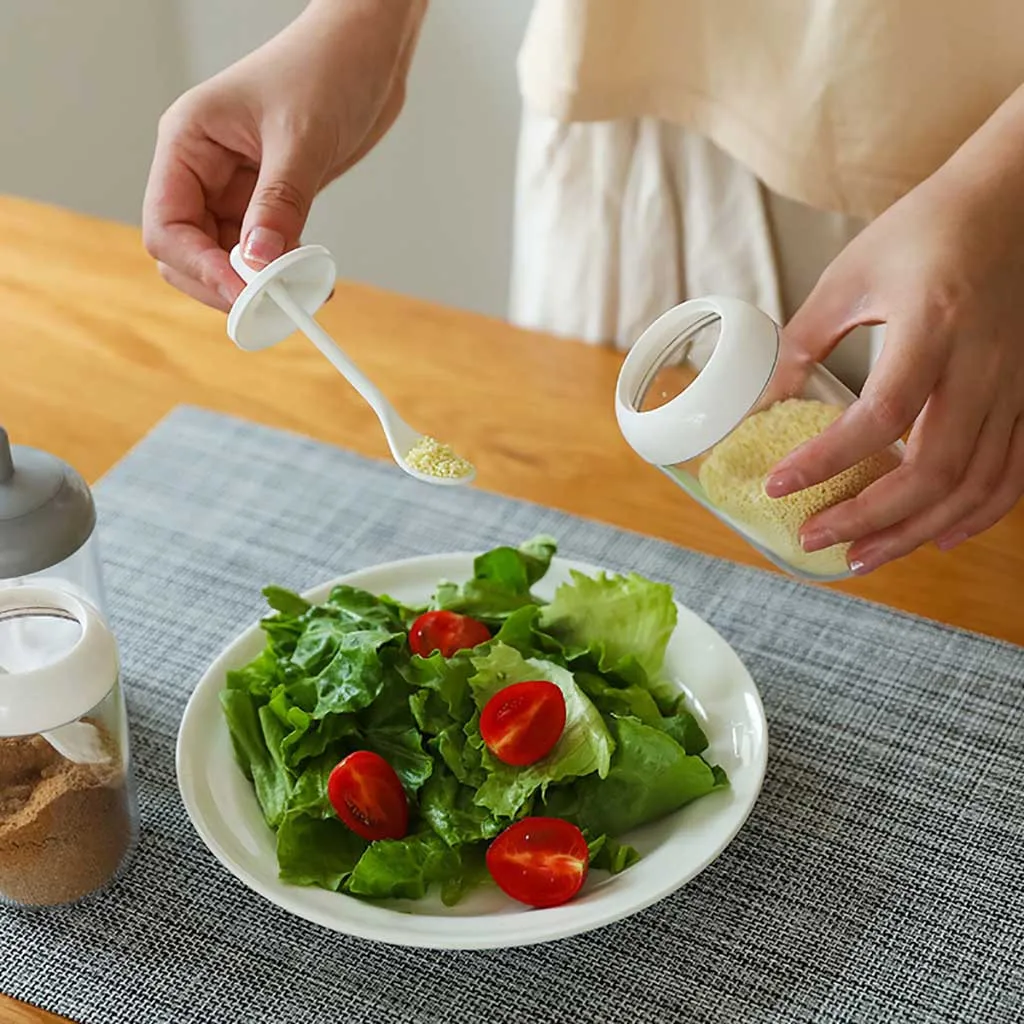 Кухонные гаджеты, бутылка для специй, бутылка для приправ, кухонная коробка для хранения специй, Баночки, прозрачная соль, перец, коробка для порошка тмина с ложкой