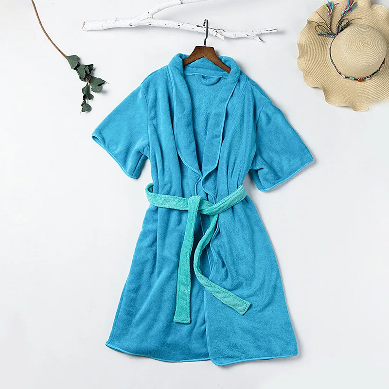 GIANTEX, женские банные полотенца для ванной, для взрослых, банный халат, халат, пижама, для тела, спа, банное платье - Цвет: LakeBlue