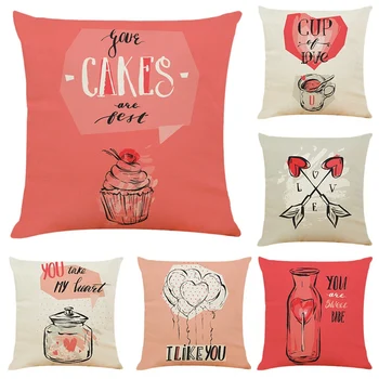 

6 Pack Romantic Valentine's Day Pillowcase Car Pillow Sofa Cushion Pillowcase Houseware