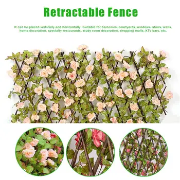 

Wooden Hedge with Artificial Flowers Leaves Garden Decoration Screening Expanding Trellis Privacy Screen Retractable Fence SPOT