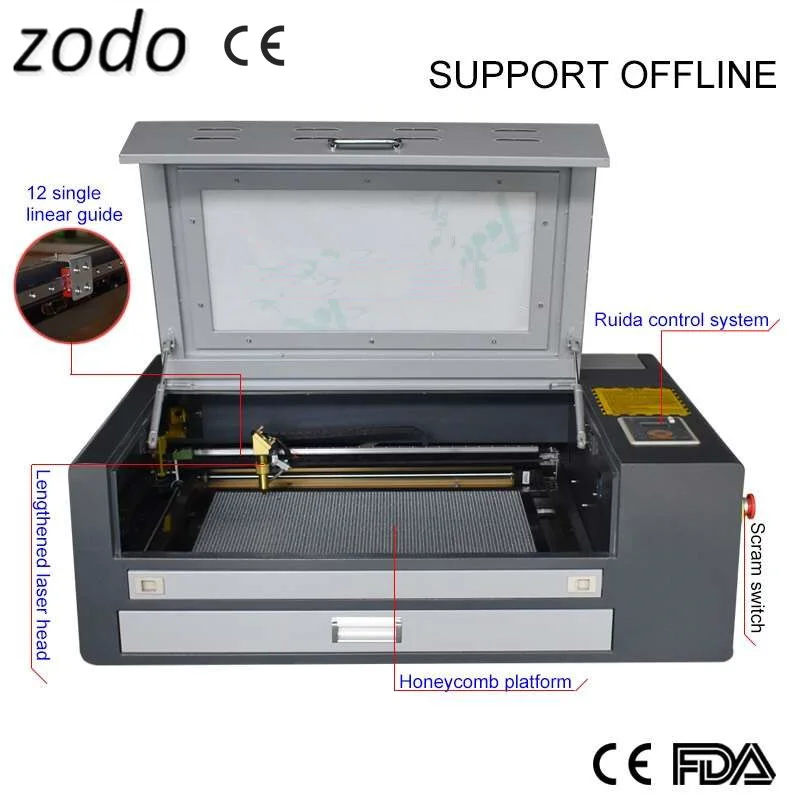 60 Вт CO2 DIY Лазерный гравировальный станок 400*600 мм лазер Ruida резак машина 220 В/110 В с