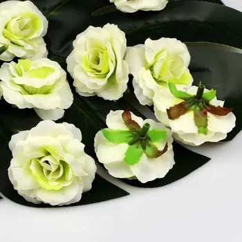 

Lulang 30pcs Fake Flower Heads Bulk for Crafts Flower Head Silk Rose Scrapbooking Decorative Artificial Flower Head White Green