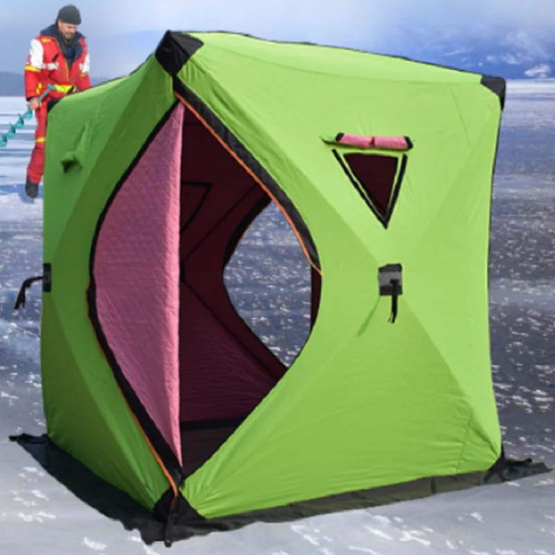 Warm Winter Ice Fishing Tents Large Spacious Triple Thick Cotton Outdoor  Camping Wind Proof Waterproof Snow Proof Family Travel