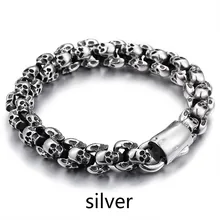 WAWFROK мужской s модный браслет из нержавеющей стали серебряный/черный цвет браслеты для мужчин Скелет трендовый/Винтажный Браслет Шарм Браслет