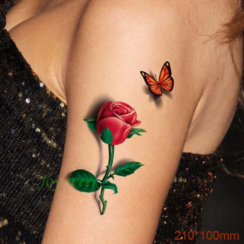 Waterproof Temporary Tattoo Sticker on body sexy 3D rose tattoo flower tatto stickers flash tatoo fake tattoos for girl women | Красота и