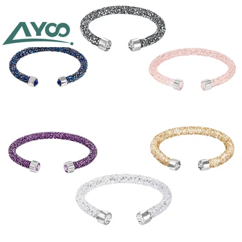 

AYOO High Quality SWA New Crystaldust Cuff Single Ring Shiny Crystal Ladies Bracelet