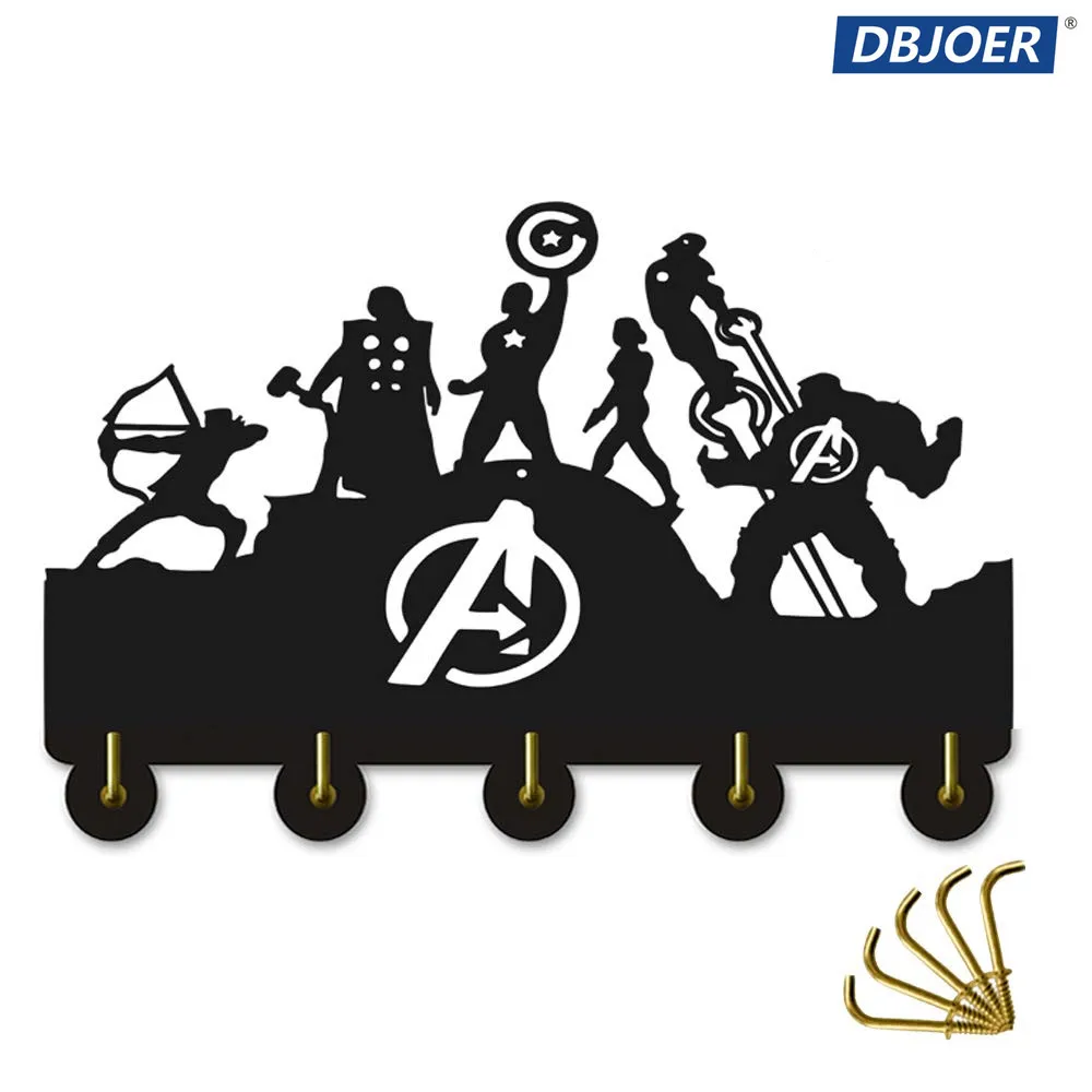 

The Avengers Wall Door Hooks 11LB(Max) Quality Wood Made -Light in Weight-Easy to Install -Five Metal Hooks(6 models)