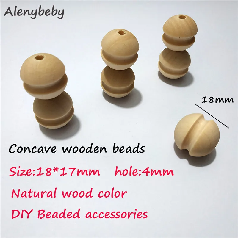 Concave 30pcs Деревянные вогнутые бусины, прорезыватель 18*17 мм натуральные кормящие жевательные деревянные бусины DIY ожерелья/браслеты бусы ручной работы продукт - Цвет: Concave 30pcs