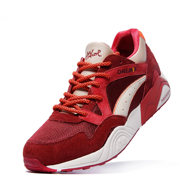 ONEMIX Мужская обувь для бега в стиле ретро; прогулочная обувь для пожилых мужчин; chaussures hommes; спортивная обувь для бега; винно-красные винтажные кроссовки для мальчиков