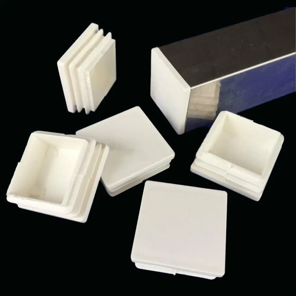 White Plastic Rectangle Blanking End Caps Cap Tube Pipe Inserts Plug Bung Steel 2/10/20pcs silicone rubber plugs pipe end cap rubber caps silicone rubber caps