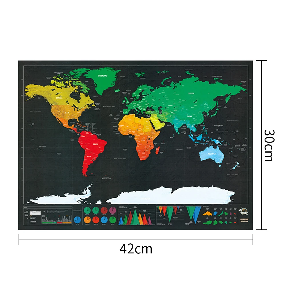 Deluxe Erase карта мира путешествия Скретч Карта мира креативная карта путешествия плакат комнаты домашнего офиса украшения наклейки на стену 42X30 см
