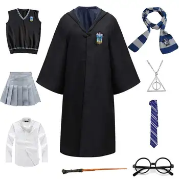 

Kids Adult Halloween Costume Robe Hermione Granger Cosplay Costume Halloween Wizard Ravenclaw Cape Sweater Wand Glasses Cosplay